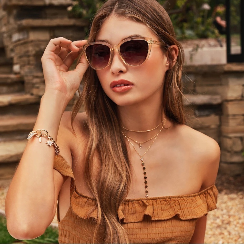 Rachel Zoe Nina Sunglasses in Nude Crystal